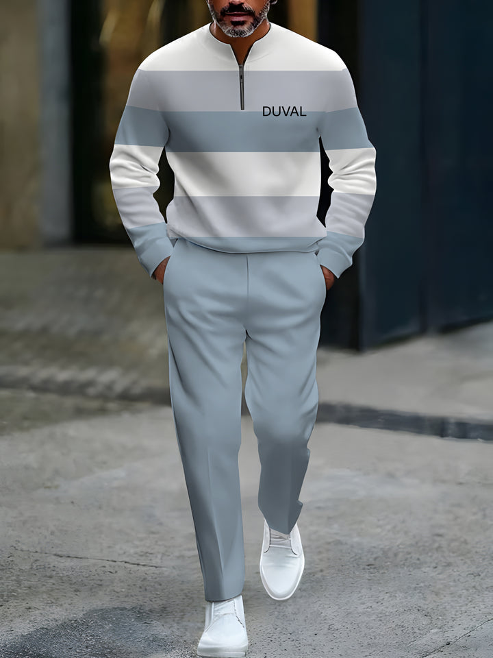 Zipper Long Sleeve Long Pants Two-Piece Set - DUVAL