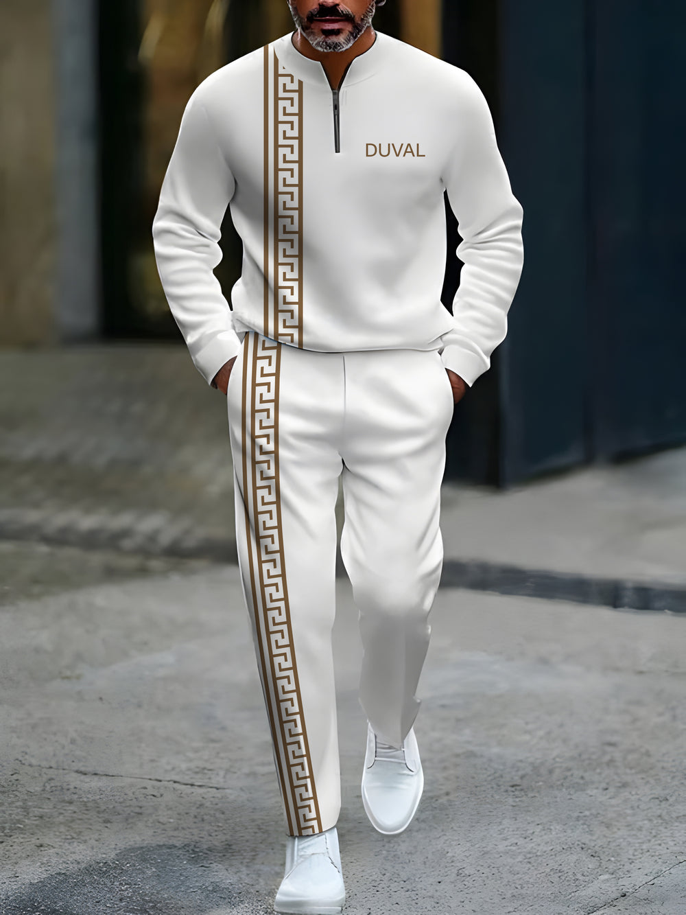 Zipper Long Sleeve Long Pants Two-Piece Set - DUVAL