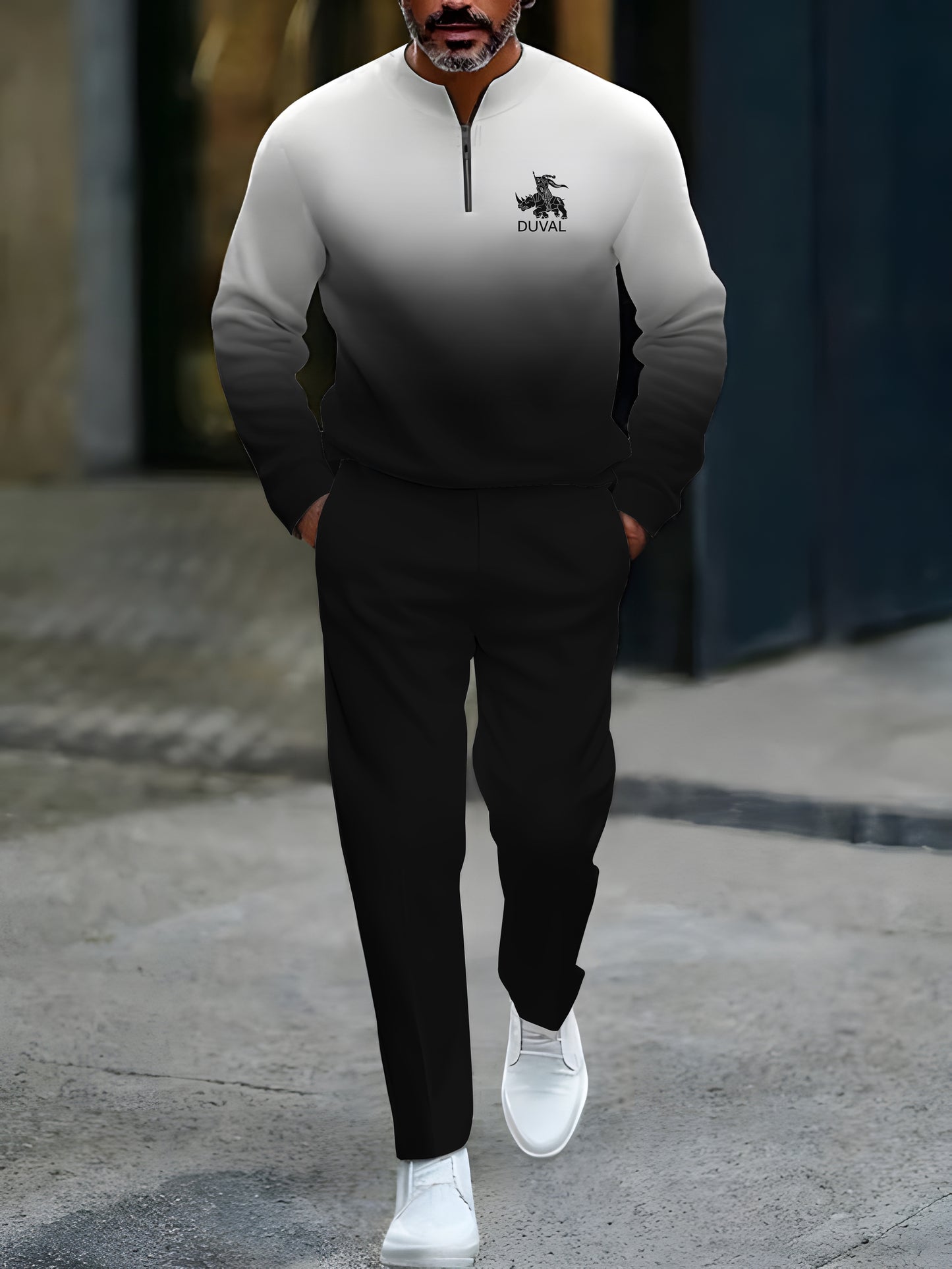 Zipper Long Sleeve Long Pants Two-Piece Set