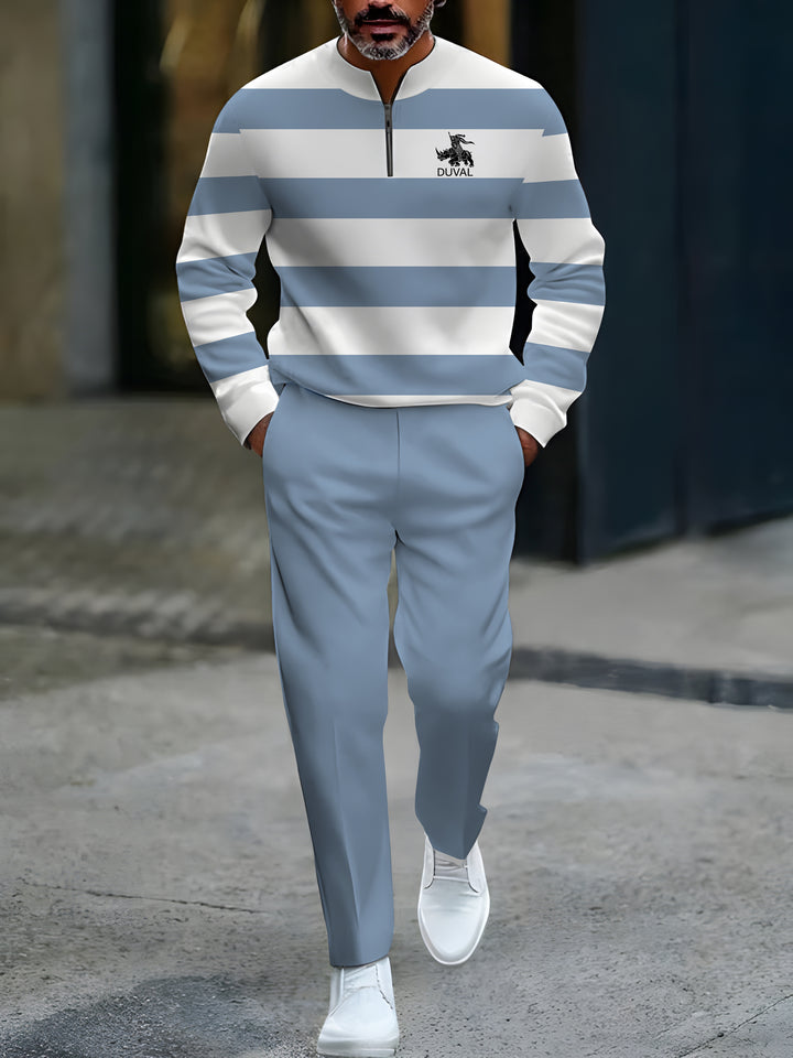 Zipper Long Sleeve Long Pants Two-Piece Set - DUVAL