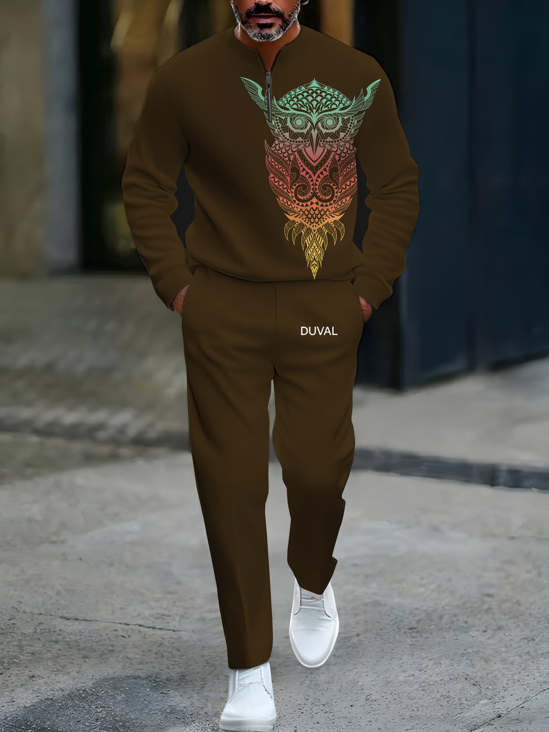 Zipper Long Sleeve Long Pants Two-Piece Set - DUVAL