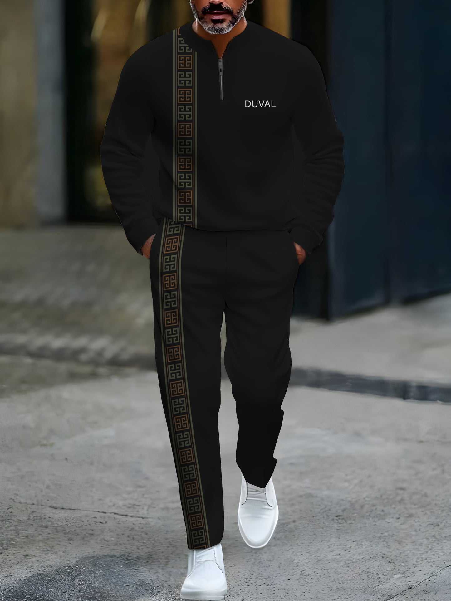 Zipper Long Sleeve Long Pants Two-Piece Set