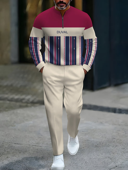 Zipper Long Sleeve Long Pants Two-Piece Set