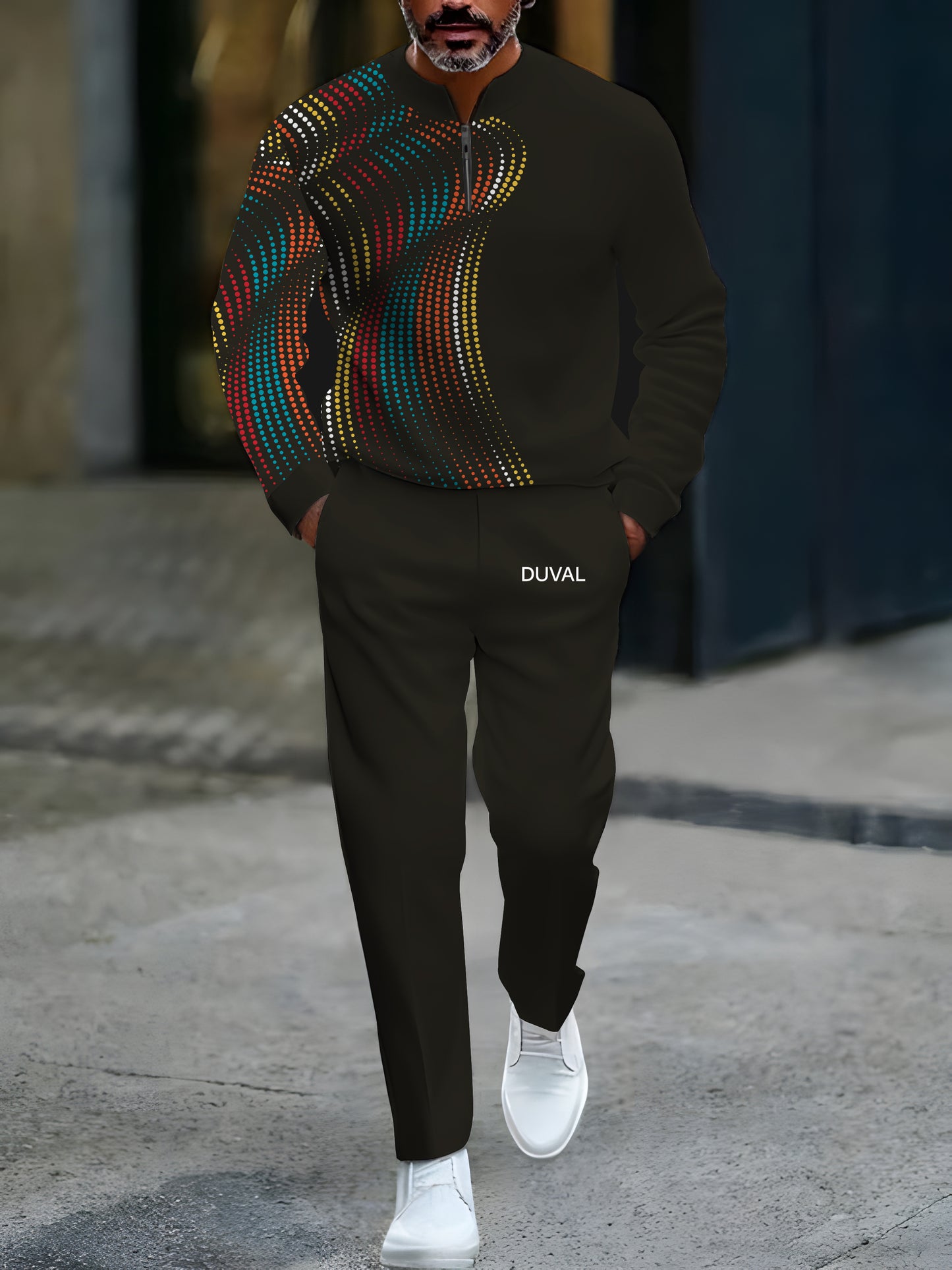 Zipper Long Sleeve Long Pants Two-Piece Set