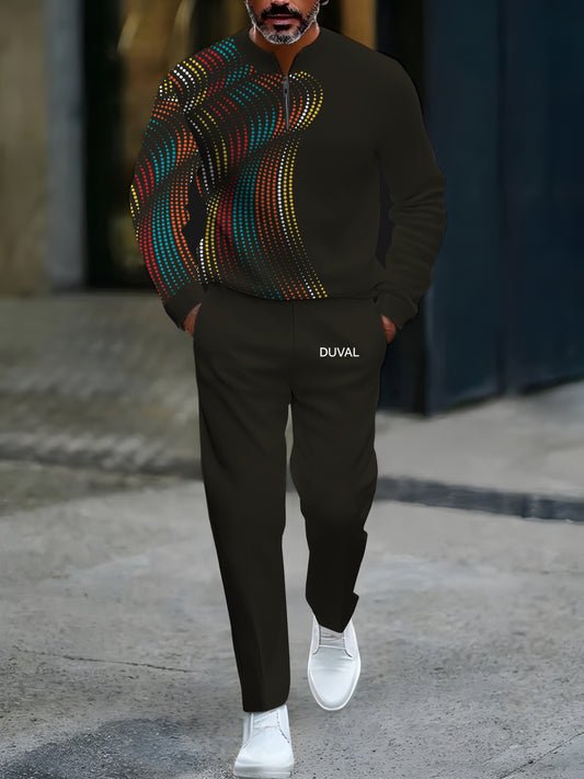 Zipper Long Sleeve Long Pants Two-Piece Set