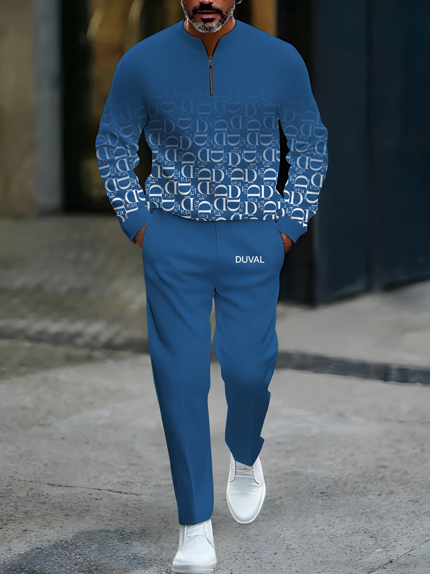 Zipper Long Sleeve Long Pants Two-Piece Set - DUVAL