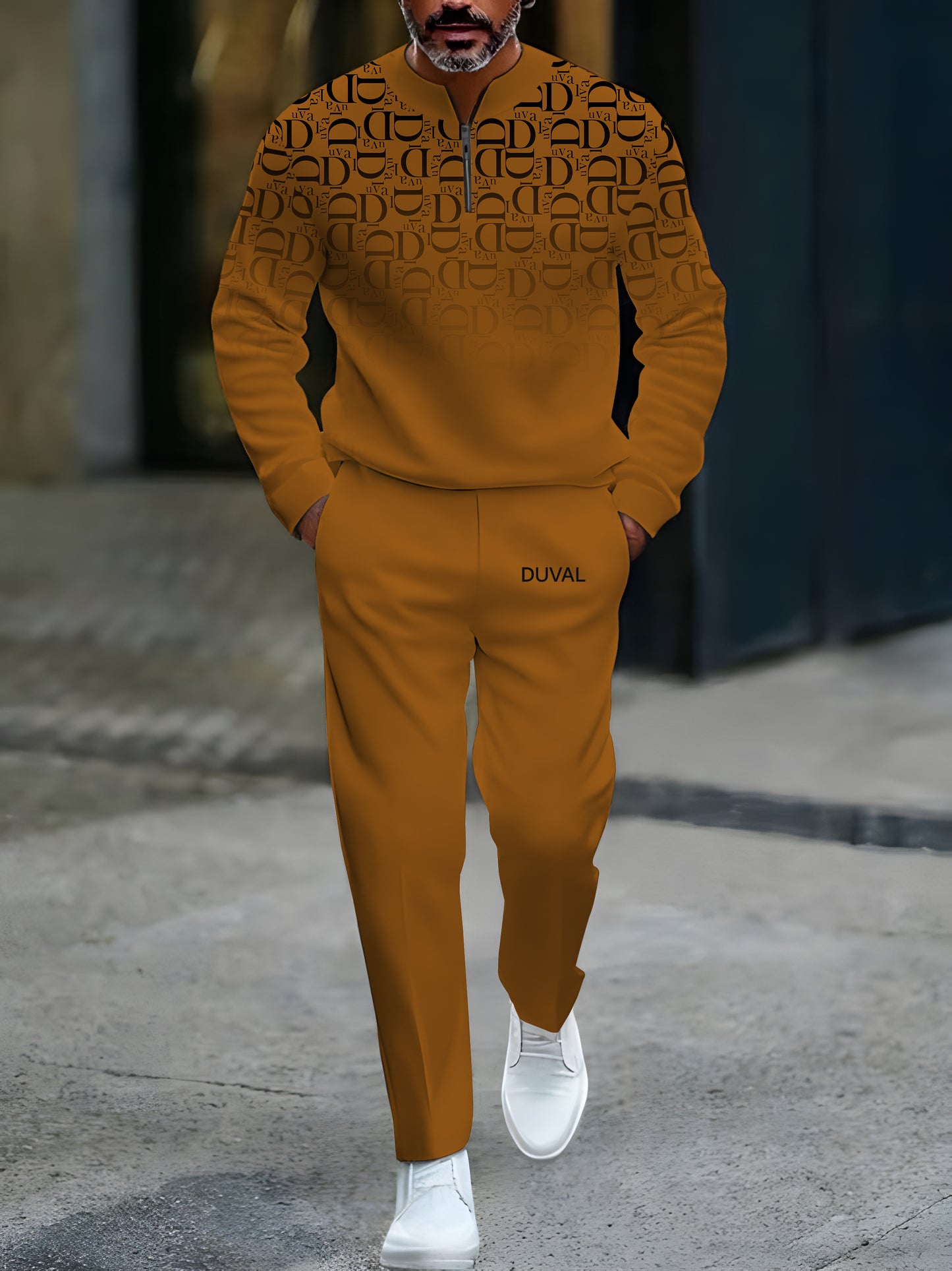 Zipper Long Sleeve Long Pants Two-Piece Set - DUVAL