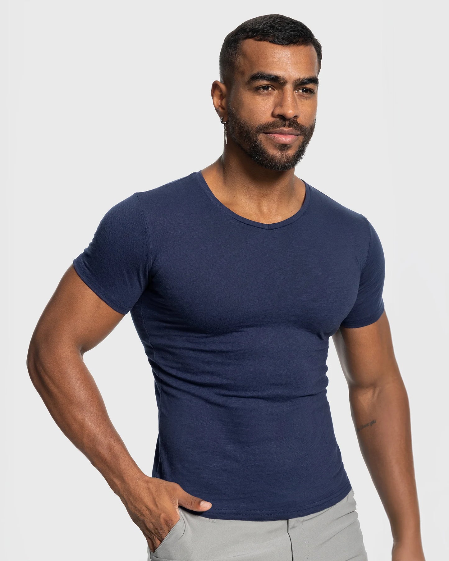 Slub V-neck T-shirt New