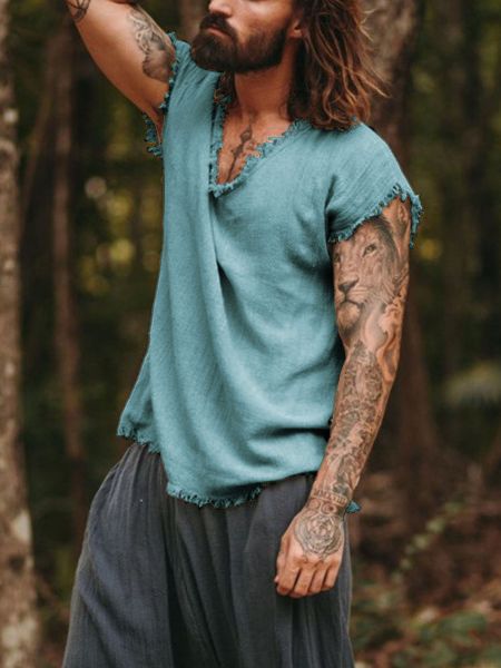 Men's Tulum Linen V-Neck Sleeveless Top