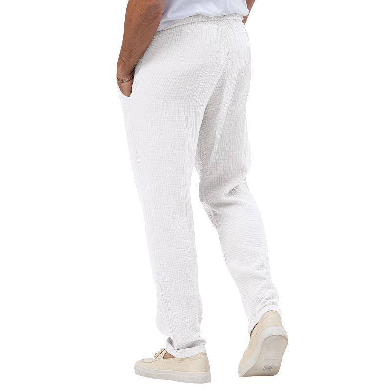 Hypemode Chemise boutonnée unie et pantalon à taille avec cordon de serrage pour homme sans t-shirt 