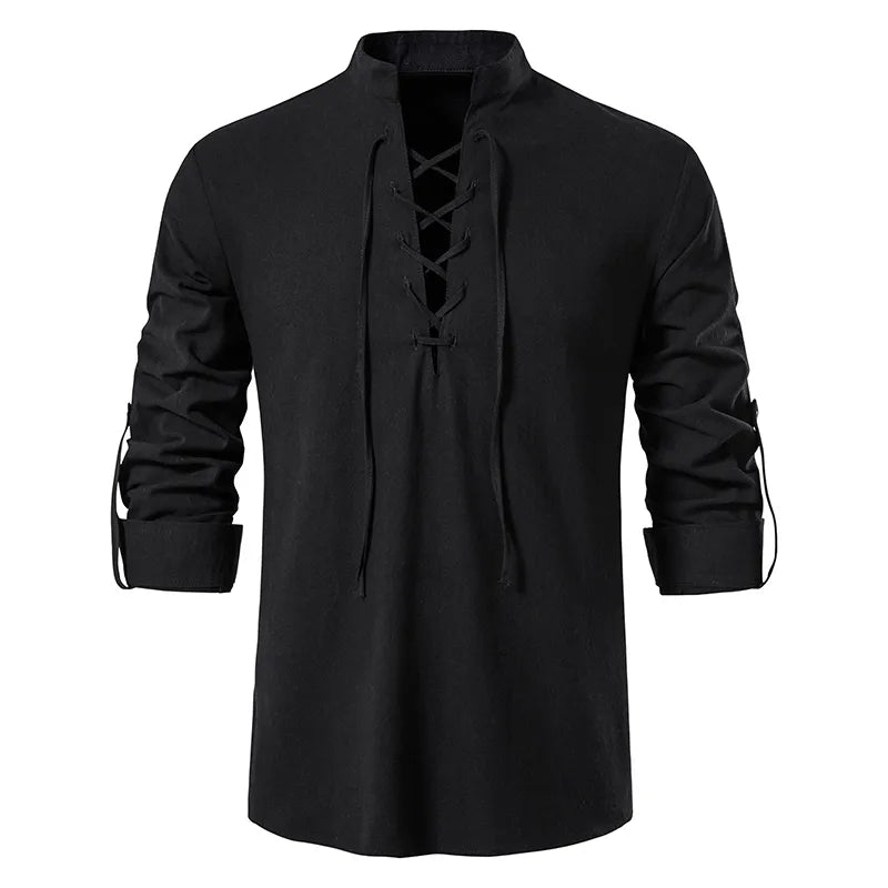 Men's Linen Fashion String Top Shirt