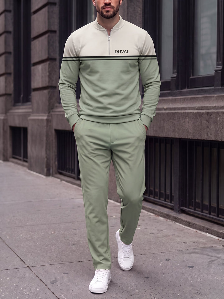 Zipper long sleeve two-piece set, Sage Yoke