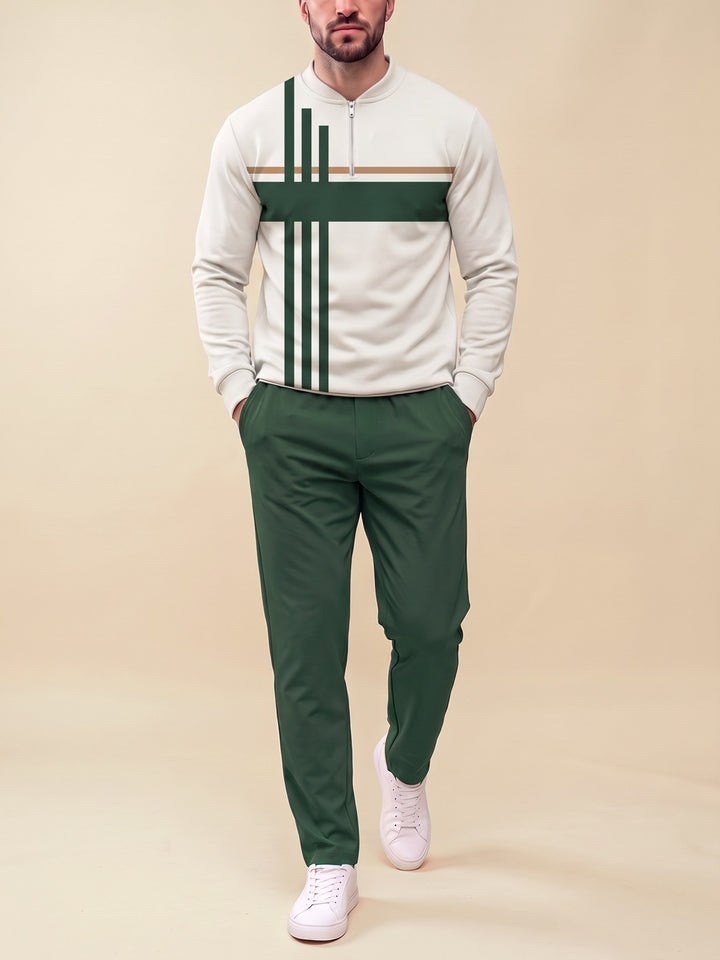 Zipper long sleeve two-piece set, Ivory Forest Band