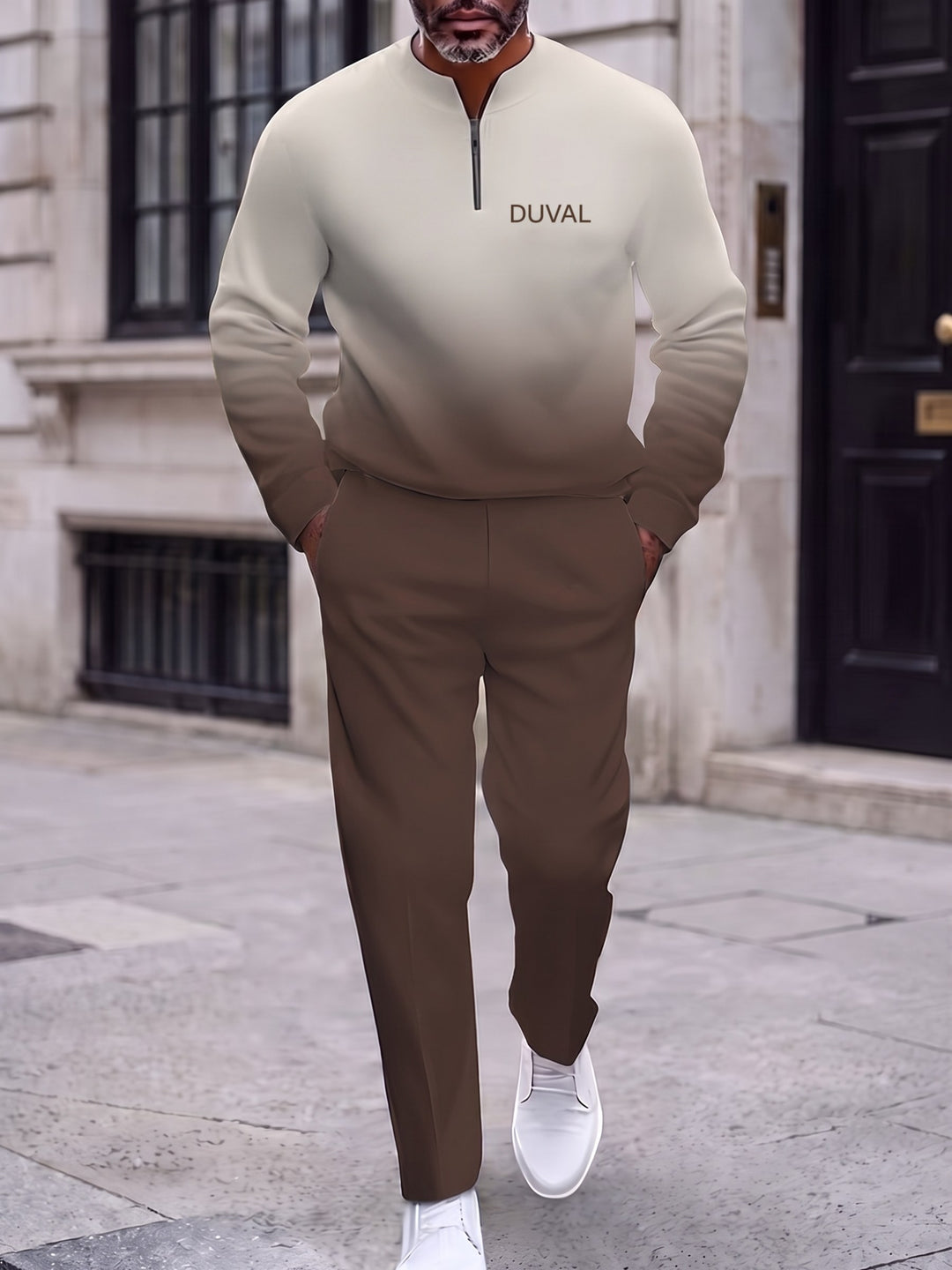 Zipper long sleeve two-piece set, Mocha Fade