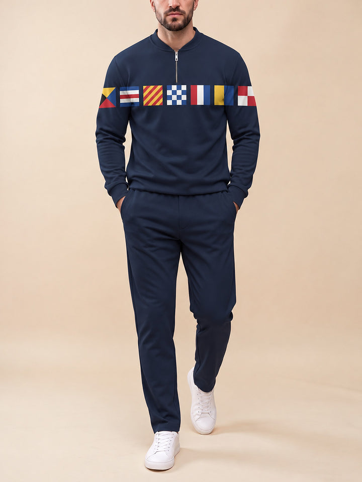 Zipper long sleeve two-piece set, Signal Flags