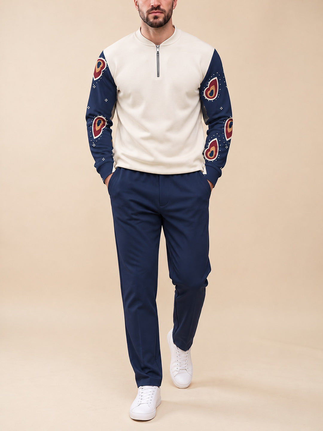 Zipper long sleeve two-piece set, Paisley Sleeve