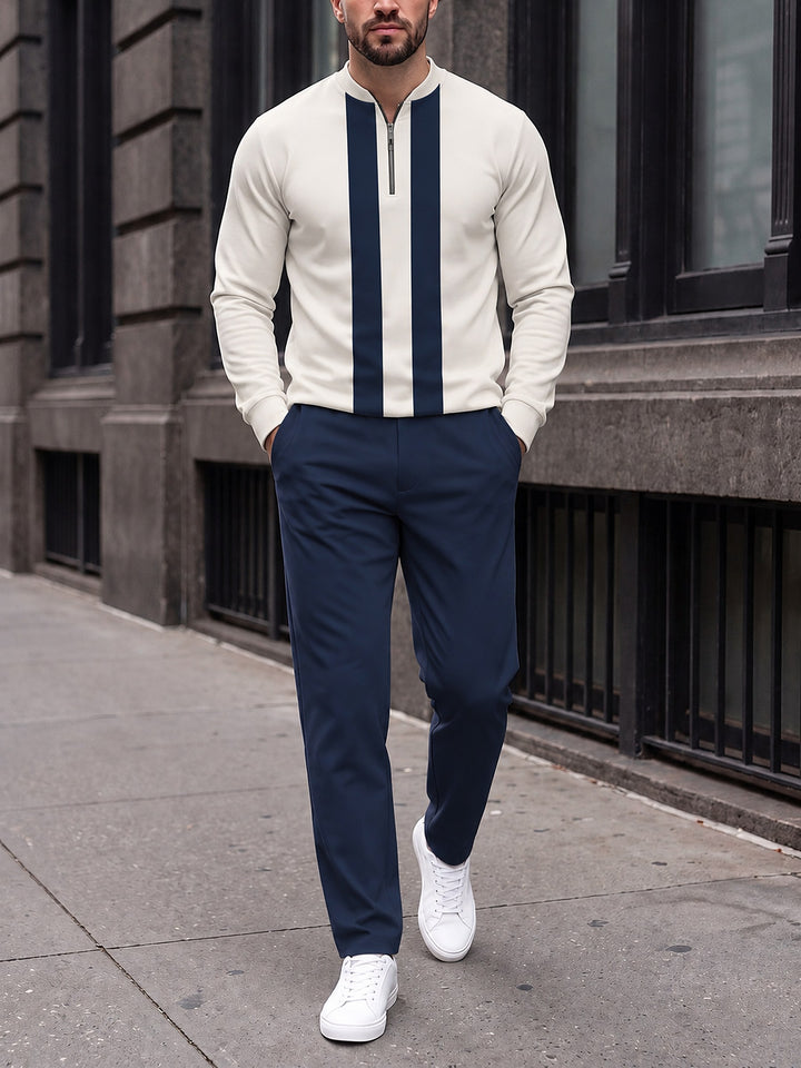 Zipper long sleeve two-piece set, Racing Stripe