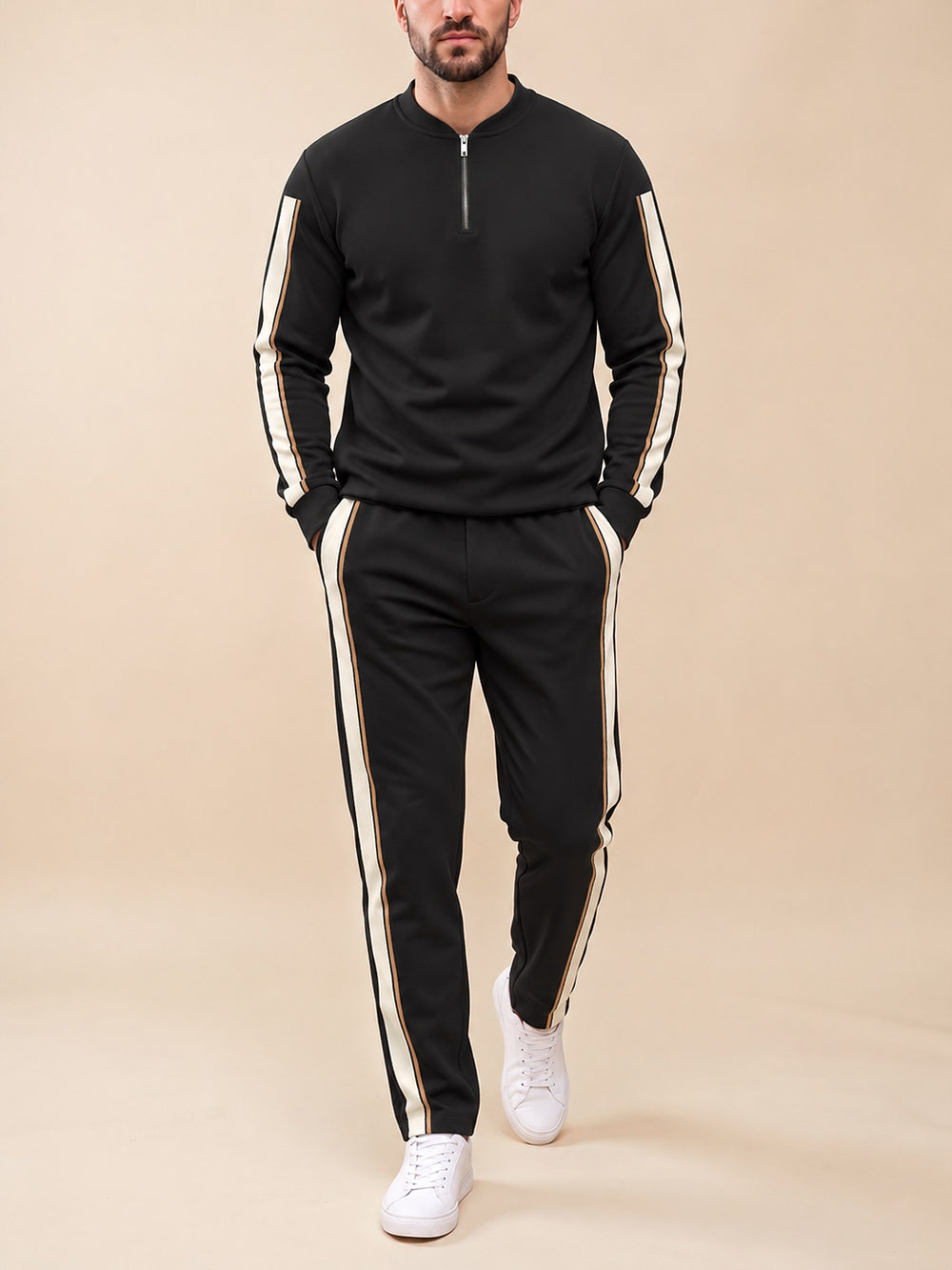 Zipper long sleeve two-piece set, Tuxedo Track