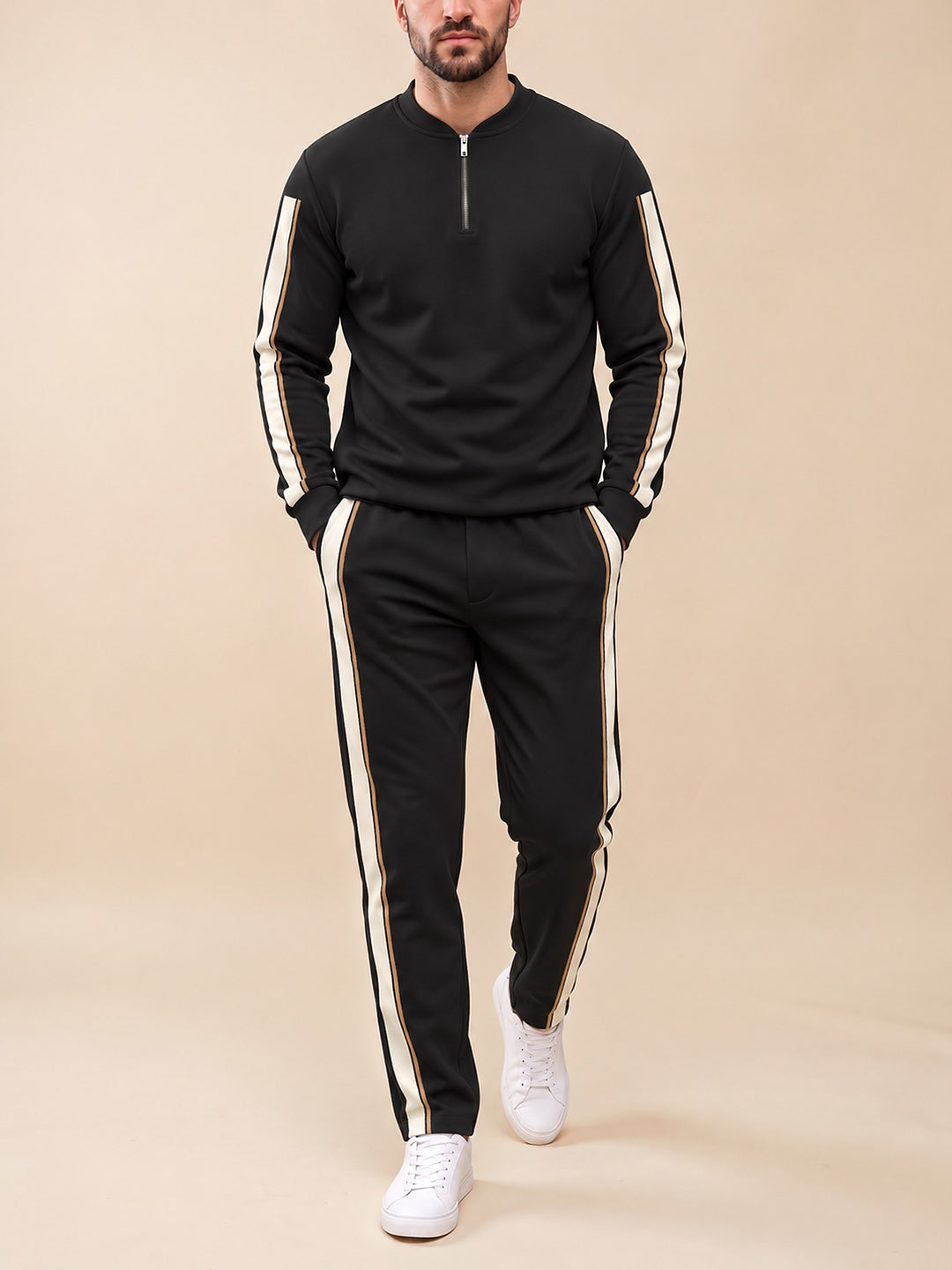 Zipper long sleeve two-piece set, Tuxedo Track