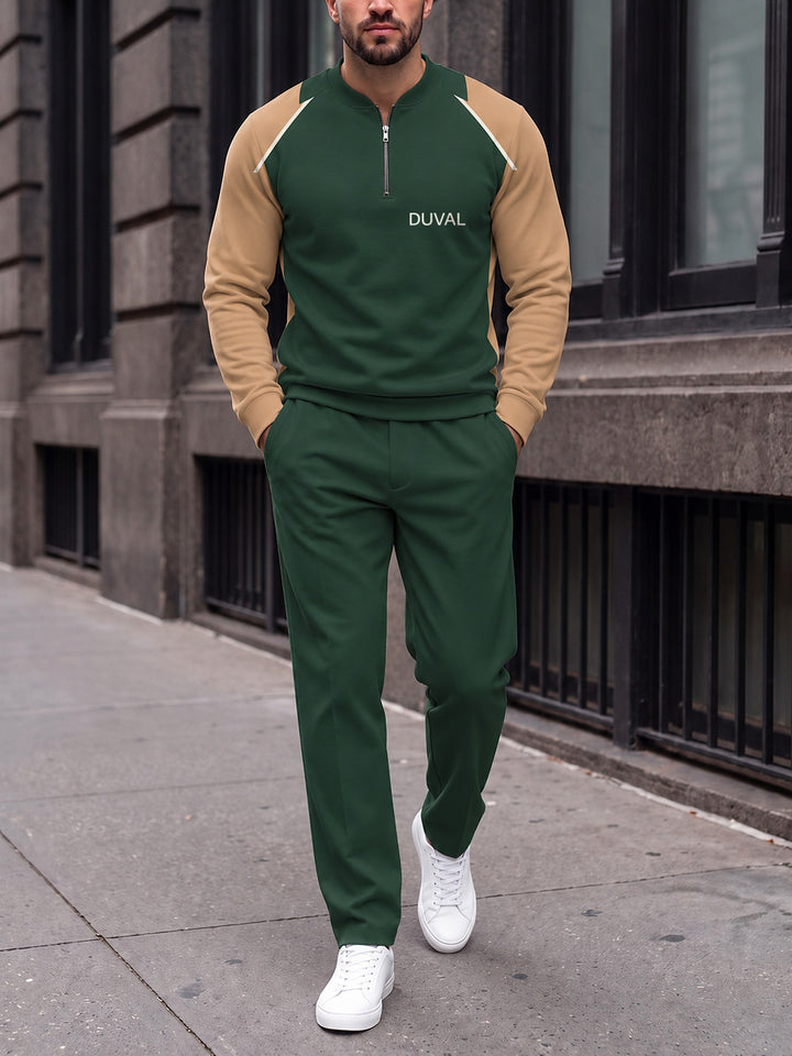 Zipper long sleeve two-piece set, Forest Raglan