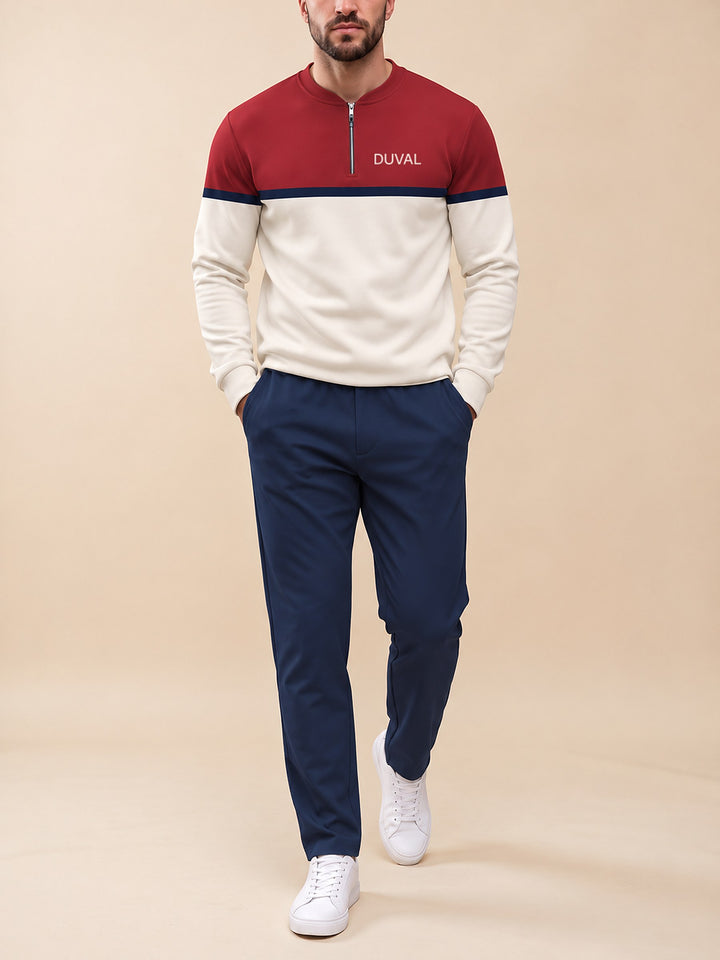 Zipper long sleeve two-piece set, Riviera Red Split