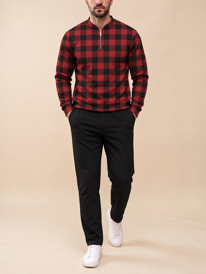 Zipper long sleeve two-piece set, Buffalo Check