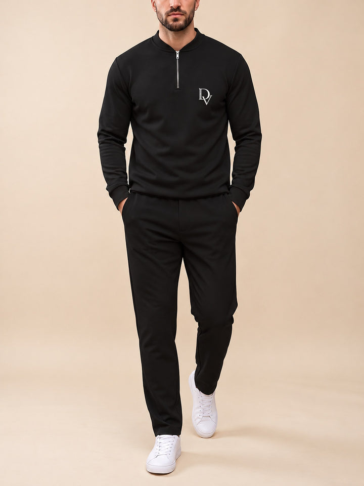 Zipper long sleeve two-piece set, Black DV Badge