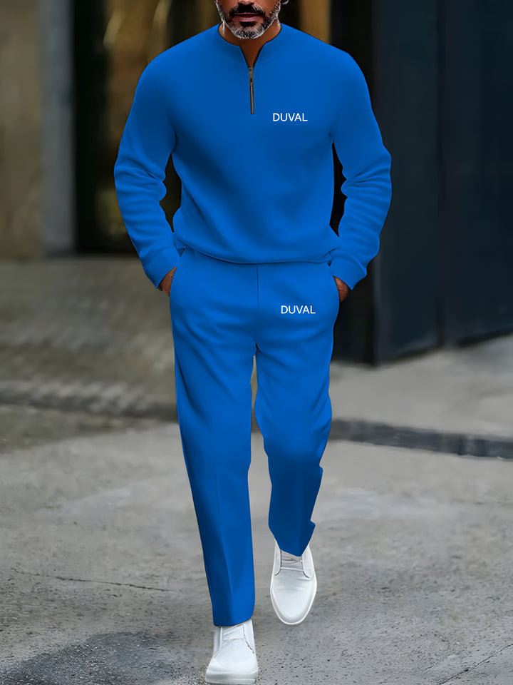 Zipper Long Sleeve Long Pants Two-Piece Set - DUVAL