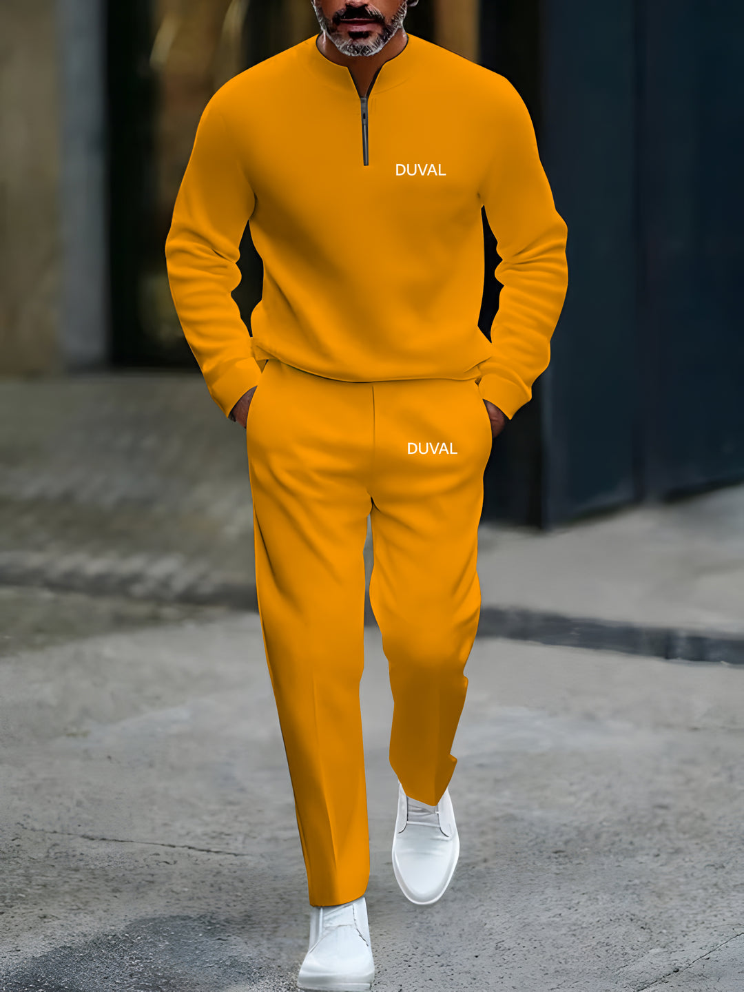 Zipper Long Sleeve Long Pants Two-Piece Set - DUVAL