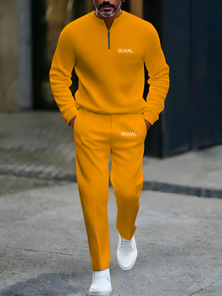 Zipper Long Sleeve Long Pants Two-Piece Set - DUVAL