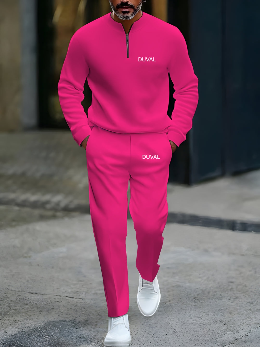Zipper Long Sleeve Long Pants Two-Piece Set - DUVAL