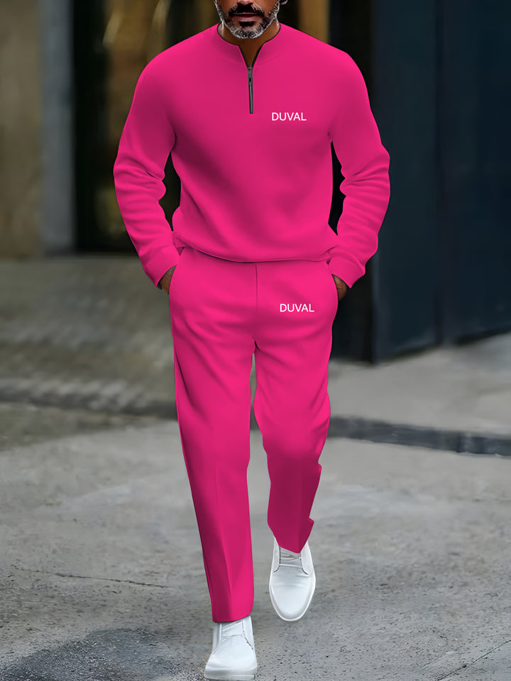 Zipper Long Sleeve Long Pants Two-Piece Set - DUVAL
