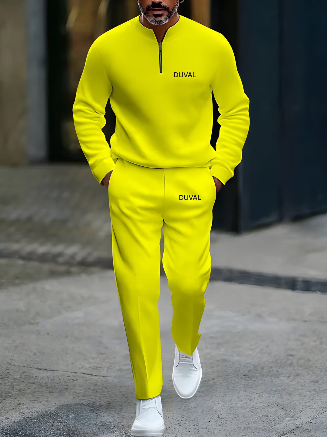 Zipper Long Sleeve Long Pants Two-Piece Set - DUVAL