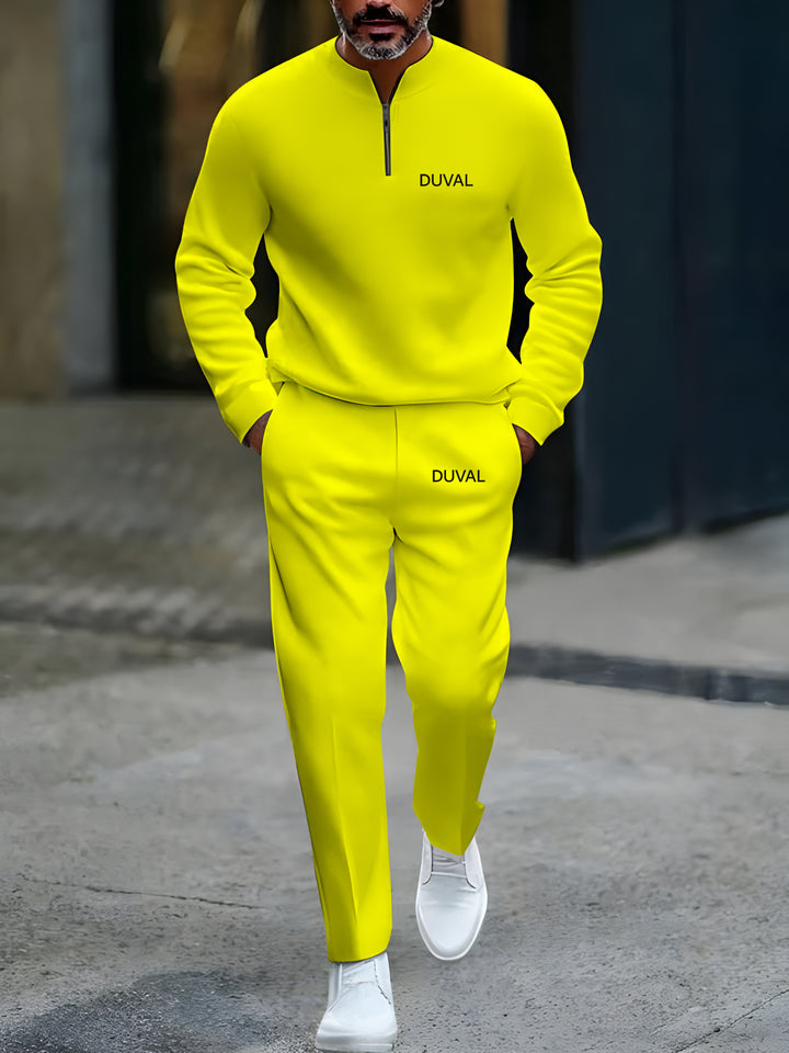Zipper Long Sleeve Long Pants Two-Piece Set - DUVAL