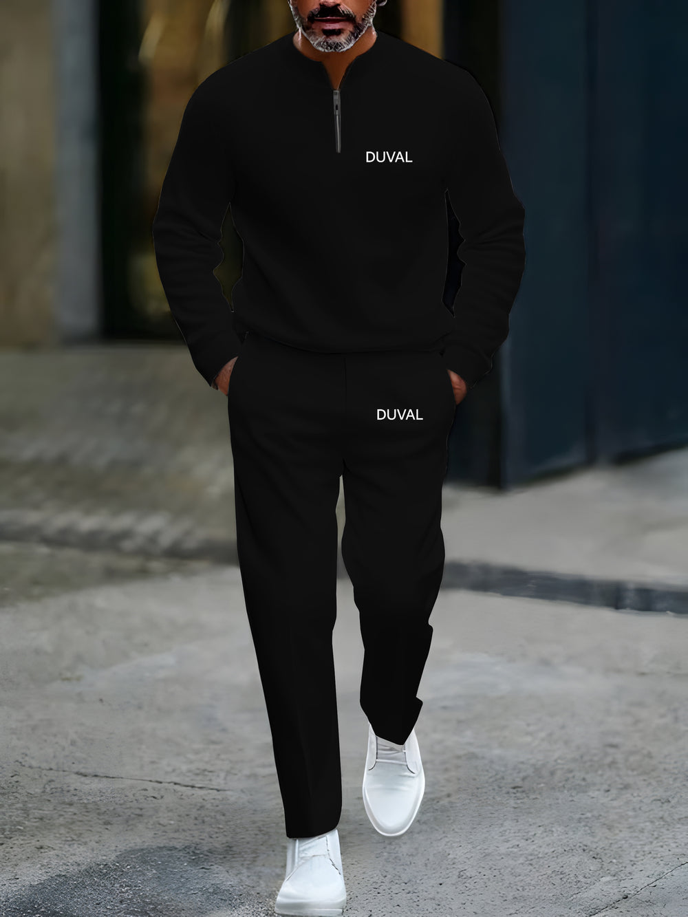 Zipper Long Sleeve Long Pants Two-Piece Set - DUVAL