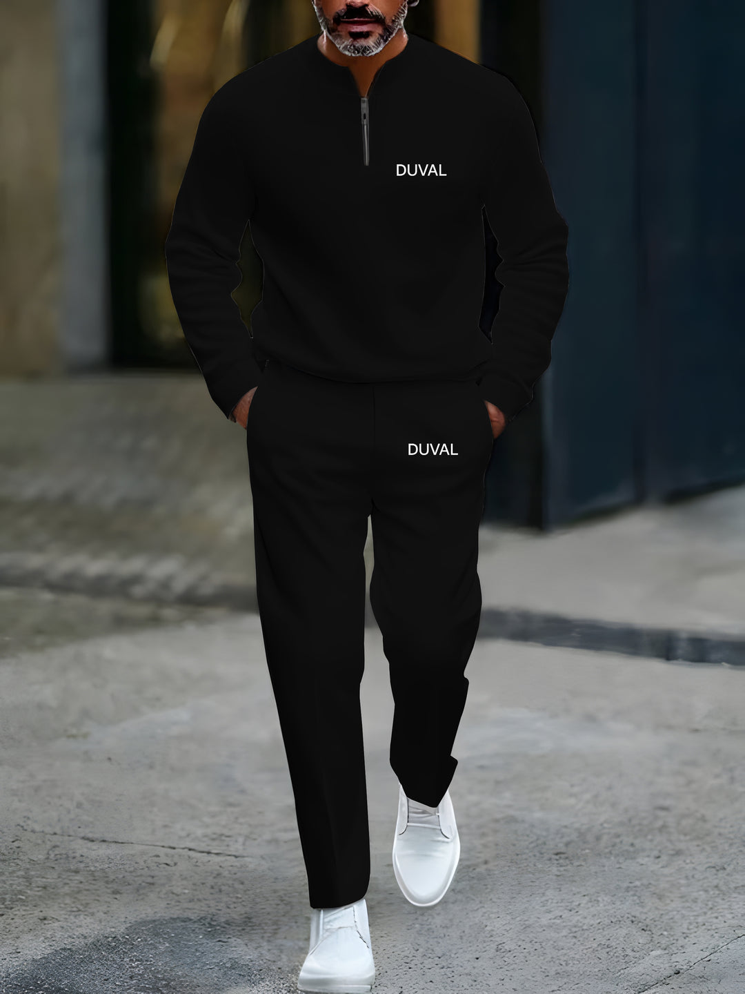 Zipper Long Sleeve Long Pants Two-Piece Set - DUVAL