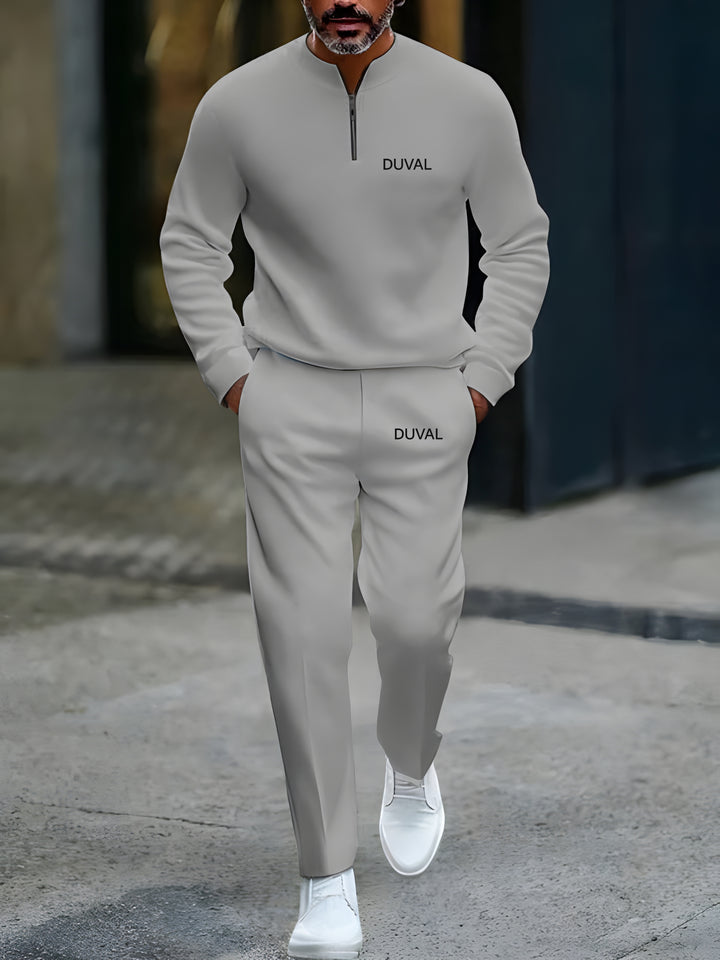Zipper Long Sleeve Long Pants Two-Piece Set - DUVAL