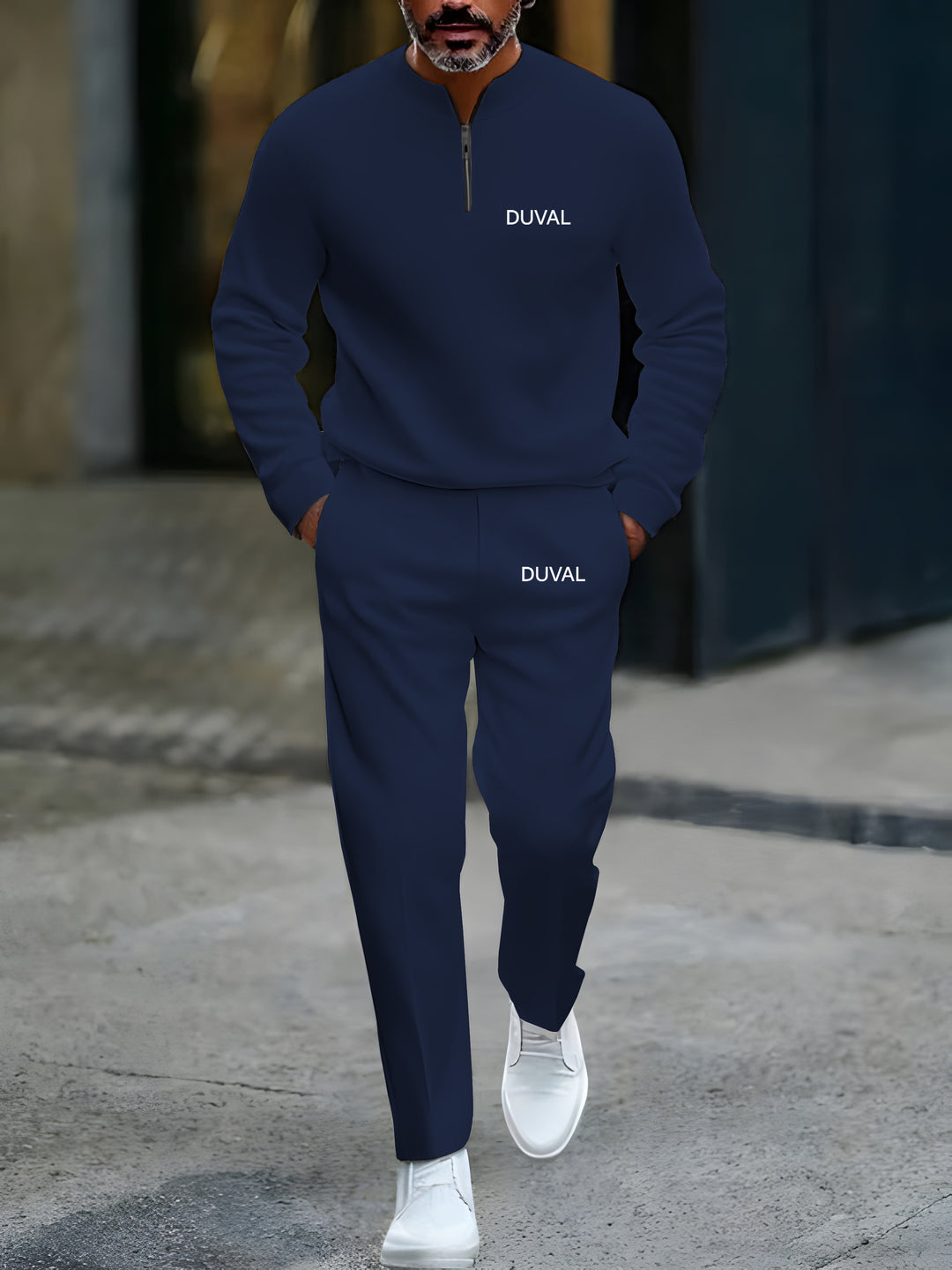 Zipper Long Sleeve Long Pants Two-Piece Set - DUVAL