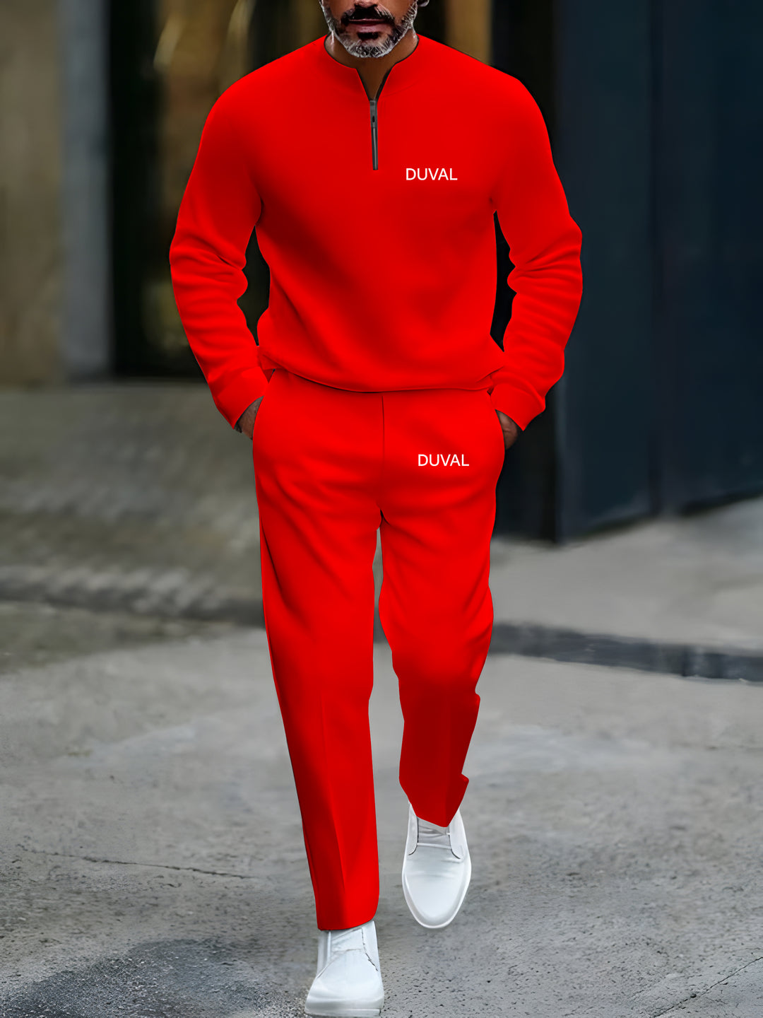 Zipper Long Sleeve Long Pants Two-Piece Set - DUVAL