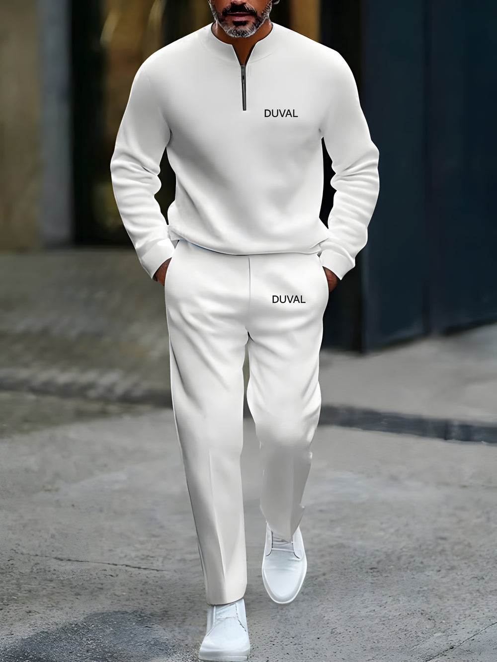 Zipper Long Sleeve Long Pants Two-Piece Set - DUVAL