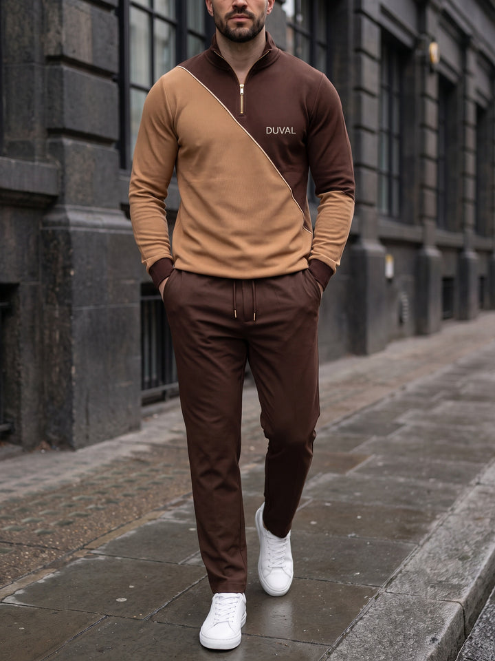 Chocolate Split quarter zip set, street