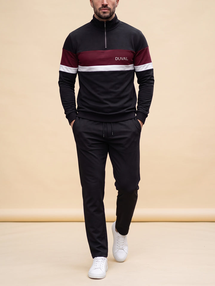 Oxblood Block quarter zip set, cream studio