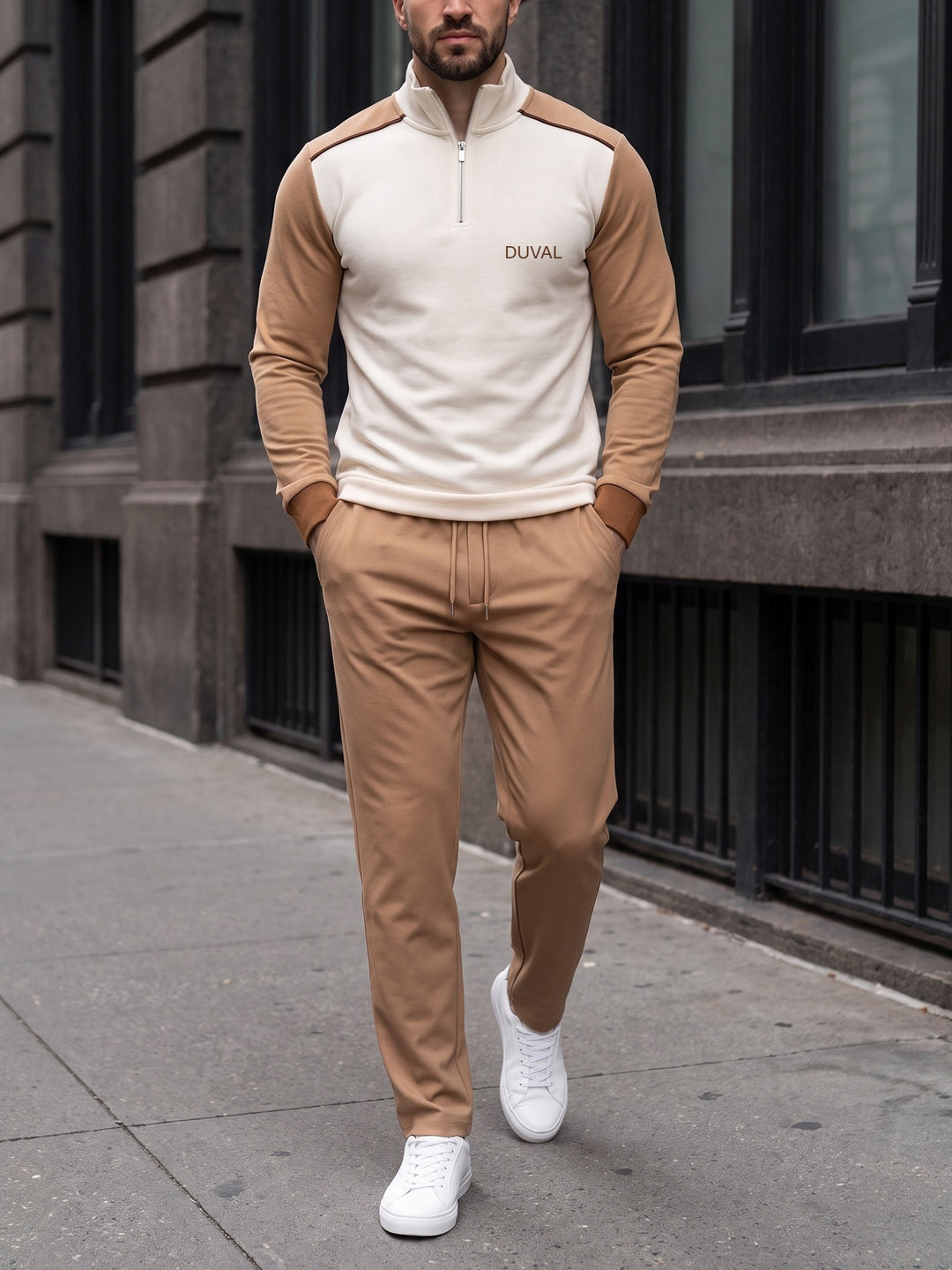 Camel Yoke quarter zip set, street