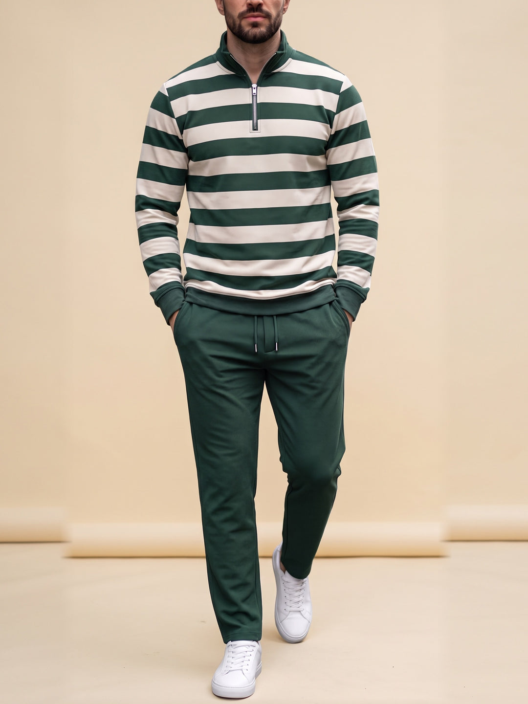 Forest Rugby quarter zip set, cream studio