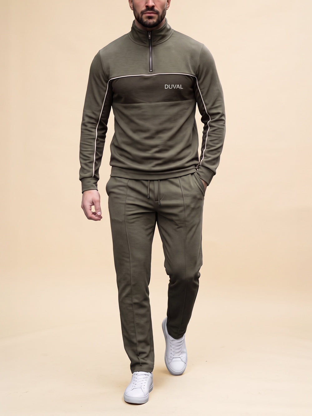 Olive Panel quarter zip set, cream studio