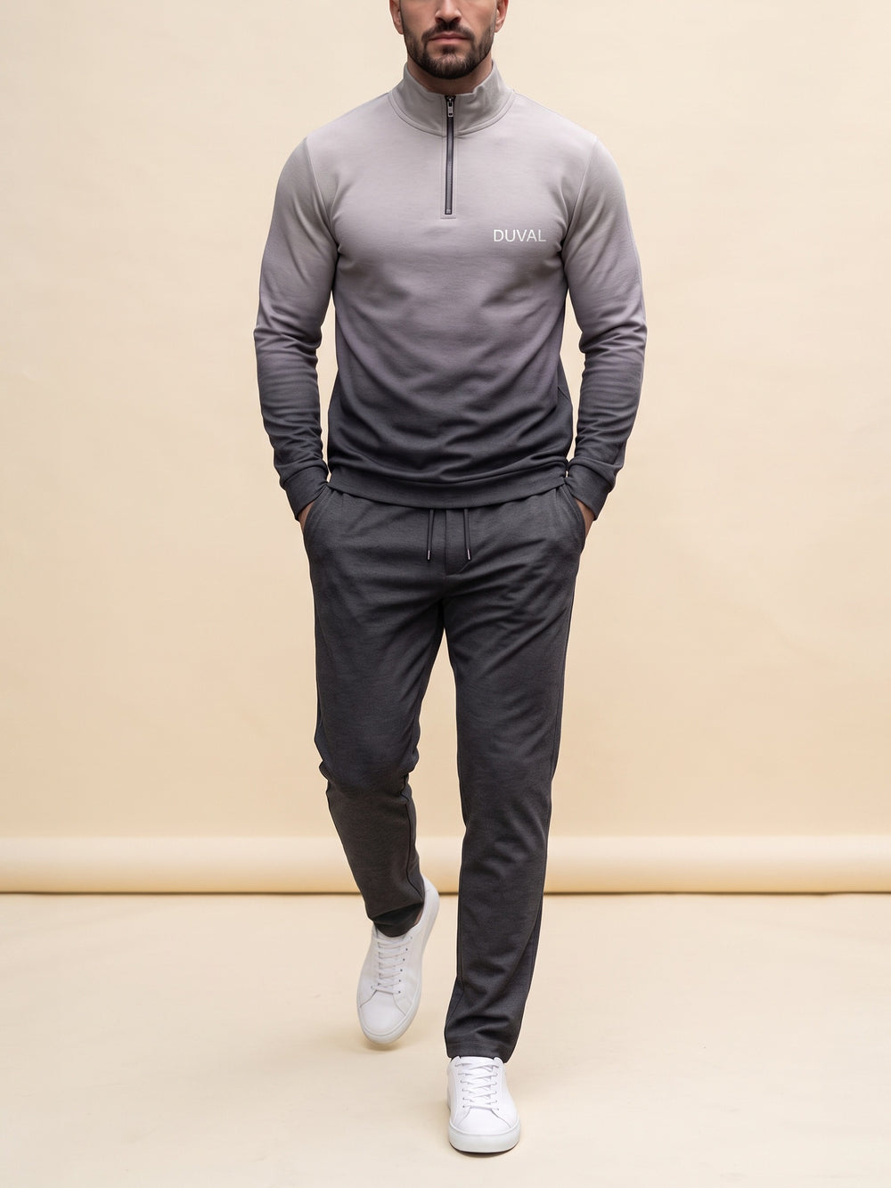 Stone Fade quarter zip set, cream studio