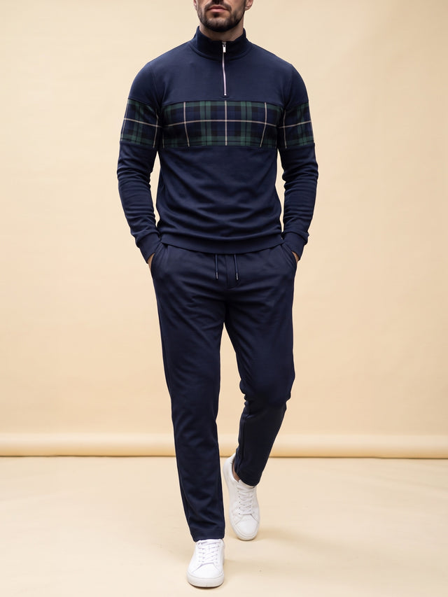 Navy Tartan — Quarter Zip Set