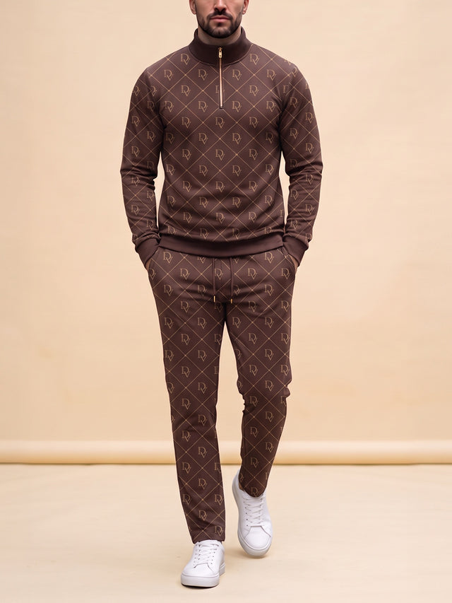 Mocha Monogram — Quarter Zip Set