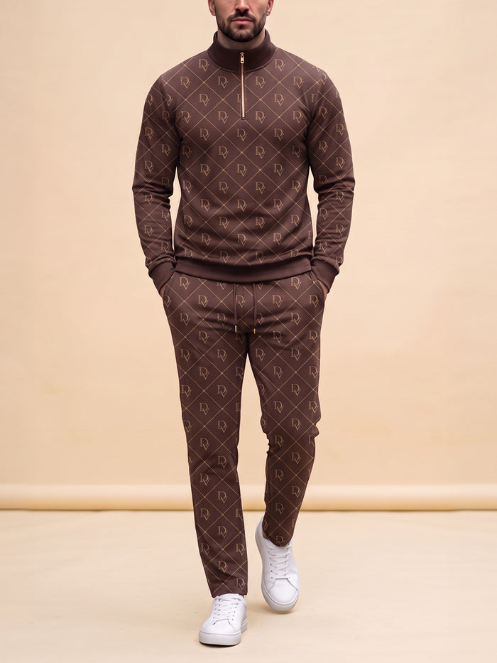 Mocha Monogram — Quarter Zip Set