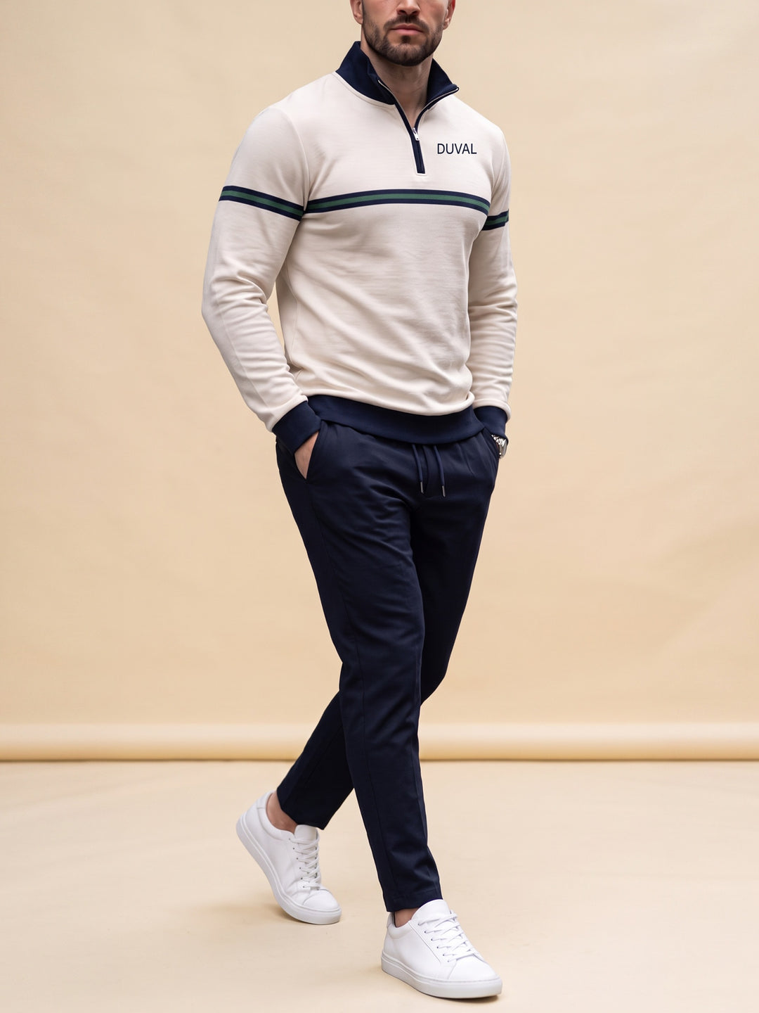 Varsity Cream quarter zip set, cream studio